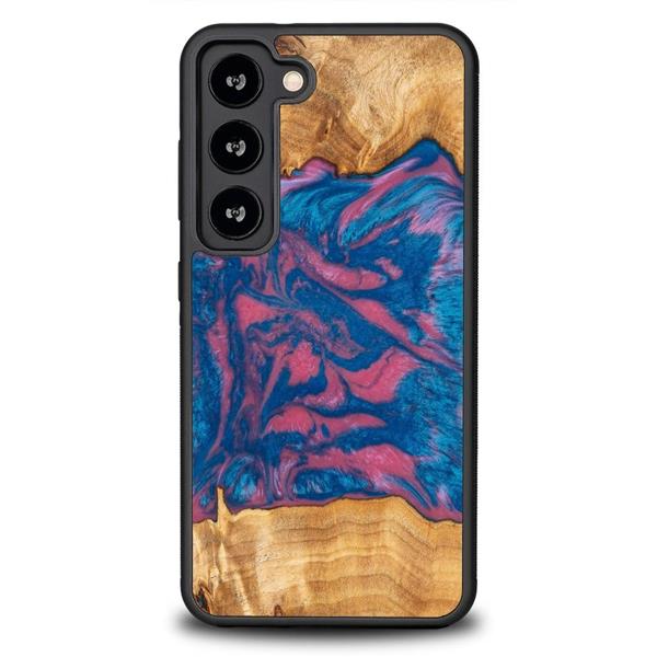 Etui z drewna i żywicy na Samsung Galaxy S23 Bewood Unique Vegas - różowo-niebieskie-3132981