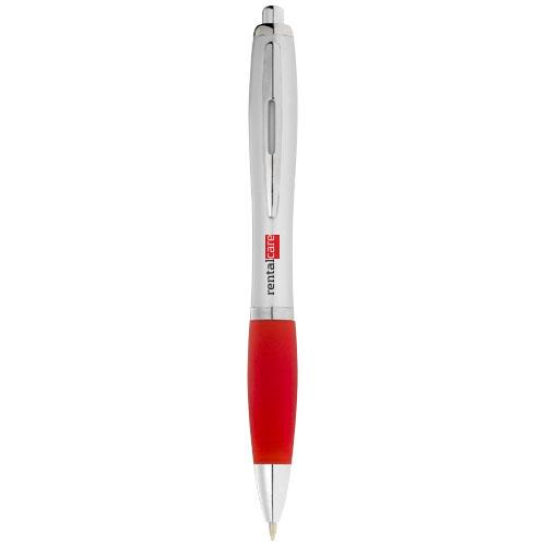 Długopis ze srebrnym korpusem i kolorowym uchwytem Nash-1552351