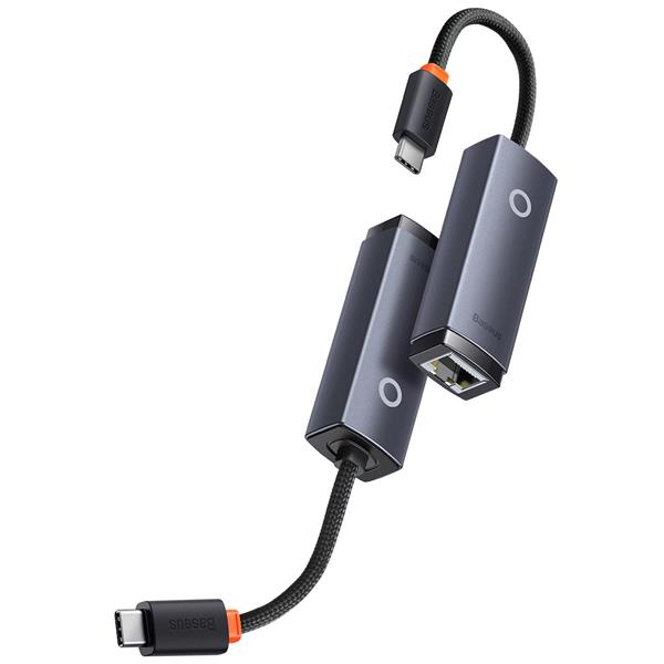 Baseus Lite Series adapter USB Typ C - RJ45 gniazdo LAN 100Mbps szary (WKQX000213)-2387307
