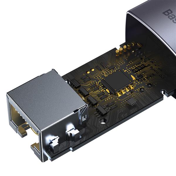 Baseus Lite Series adapter USB - RJ45 gniazdo LAN 100Mbps szary (WKQX000013)-2387282