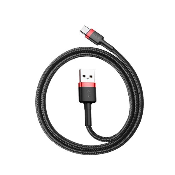 Baseus Cafule Cable wytrzymały nylonowy kabel przewód USB / USB-C QC3.0 3A 0,5M czarno-czerwony (CATKLF-A91)-2141581