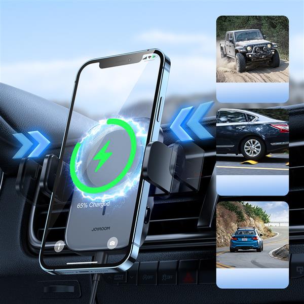 Joyroom samochodowy uchwyt magnetyczny bezprzewodowa indukcyjna ładowarka Qi 15W (kompatybilna z MagSafe do iPhone) na kratkę nawiewu (JR-ZS295)-2417514