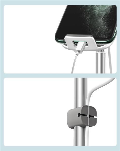 Baseus bezprzewodowa ładowarka Qi 15 W teleskopowy stojak uchwyt podstawka na telefon z kablem USB srebrny (SUWY-D0S)-2166472