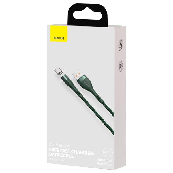 Baseus kabel magnetyczny Zinc USB - USB-C 1,0 m 3A zielony-2066379