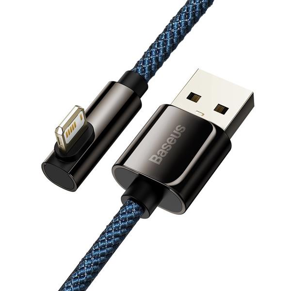 Baseus Legendary kątowy nylonowy kabel przewód USB - Lightning dla graczy 2,4A 2m niebieski (CACS000103)-2216458