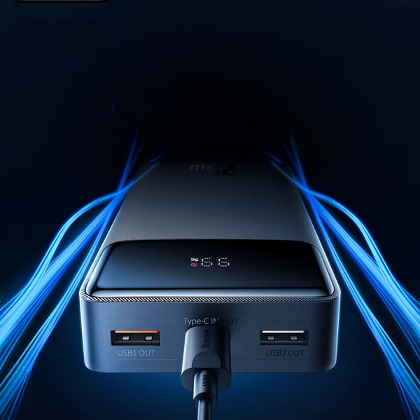 Powerbank 20000mAh USB / USB C 25W PD QC + kabel USB C 60W Baseus Bipow - czarny-3118585