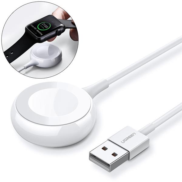 Ugreen bezprzewodowa ładowarka MFI Qi do Apple Watch z wbudowanym kablem 1m biały (CD177)-2268829