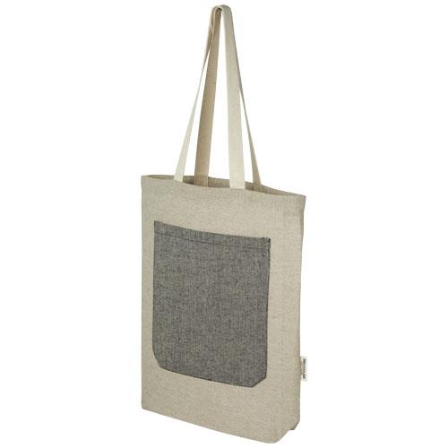 Pheebs torba na zakupy o pojemności 9 l z bawełny z recyklingu o gramaturze 150 g/m2 i z przednią kieszenią-2372585
