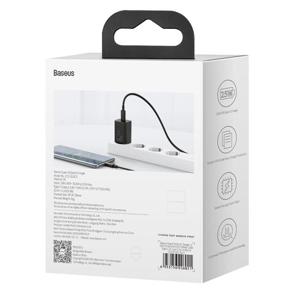 Baseus Super Si 1C szybka ładowarka USB Typ C 25W Power Delivery Quick Charge czarny (CCSP020101)-2262389
