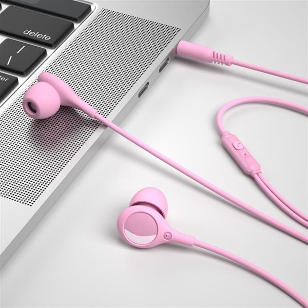 XO słuchawki przewodowe EP46 jack 3,5mm z redukcją szumów różowe-2050433