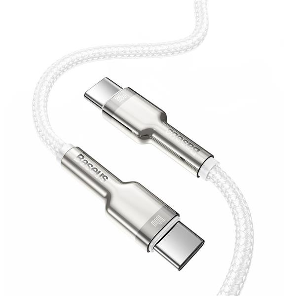 Baseus Cafule Metal Data kabel USB Typ C - USB Typ C 100 W (20 V / 5 A) Power Delivery 2 m biały (CATJK-D02)-2178940