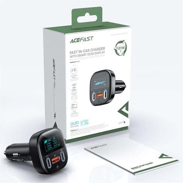 Acefast ładowarka samochodowa 101W 2x USB Typ C / USB, PPS, Power Delivery, Quick Charge 4.0, AFC, FCP czarny (B5)-2405759