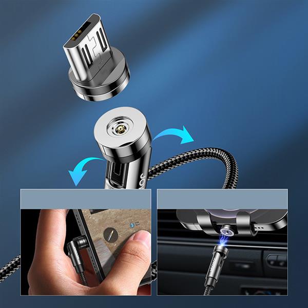 Joyroom 3w1 magnetyczny kabel przewód USB - Lightning / USB Typ C / micro USB do ładowania 2,4A 1,2m czarny (S-1224X2 LCM black)-2246301