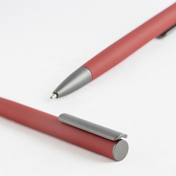 Aluminiowy długopis z recyklingu z bambusowym detalem-3183035