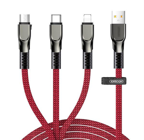 Joyroom 3w1 kabel USB - Lightning / micro USB / USB Typ C 3,5A 480 Mbps 1,3m czerwony (S-1335K4)-2213911