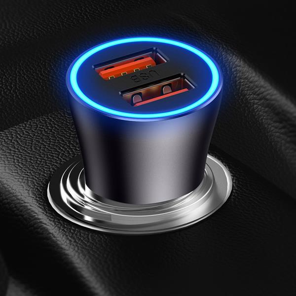 Baseus Golden Contactor Max szybka ładowarka samochodowa 2x USB 60 W Quick Charge ciemnoszary (CGJM000013)-2386966