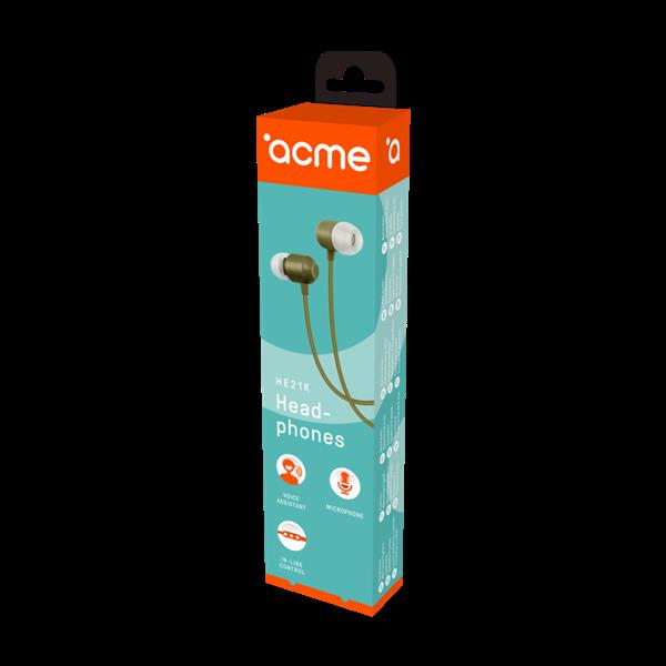 ACME EUROPE Słuchawki przewodowe douszne z mikrofonem HE21K khaki-1572594