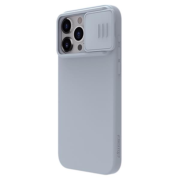 Silikonowe etui Nillkin CamShield Silky Silicone Case do iPhone 15 Pro z osłoną na aparat - szare-3131551