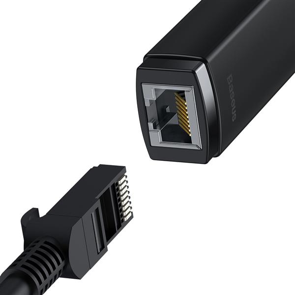 Baseus Lite Series adapter USB Typ A - RJ45 gniazdo LAN 100Mbps czarny (WKQX000001)-2388127