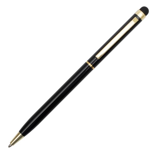 Długopis aluminiowy Touch Tip Gold, czarny-548423