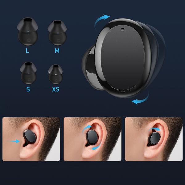 Baseus Encok W11 bezprzewodowe słuchawki dokanałowe TWS Bluetooth 5.0 wodoodporne IPX8 czarny (NGTW060001)-2289114