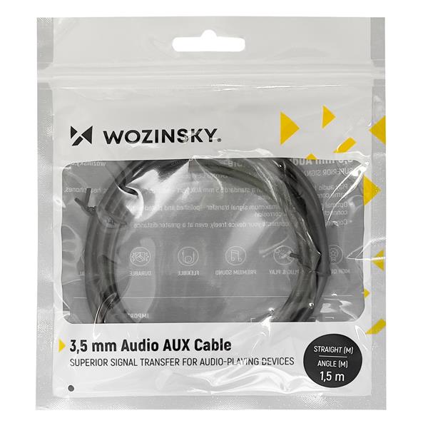 Wozinsky kabel AUX kątowy (męski-męski) kabel mini jack 1,5 m czarny-2612991
