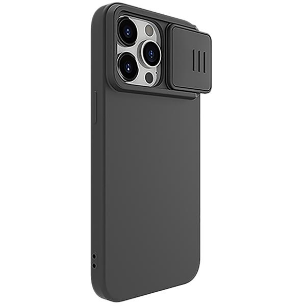 Silikonowe etui Nillkin CamShield Silky Silicone Case do iPhone 15 Pro z osłoną na aparat - czarne-3131546