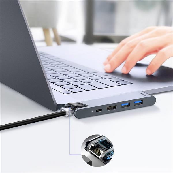 Baseus wielofunkcyjny HUB 7w1 stacja dokująca USB C Thunderbolt (MacBook Pro 2016 / 2017 / 2018) szary-2964241
