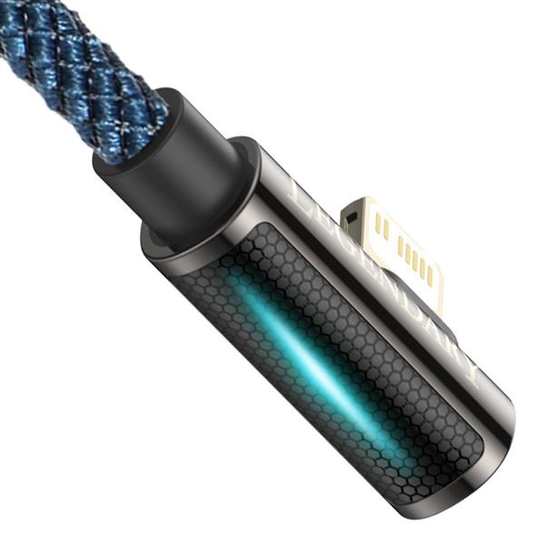 Baseus Legendary kątowy nylonowy kabel przewód USB Typ C - Lightning dla graczy 20W Power Delivery 1m niebieski (CACS000203)-2216501