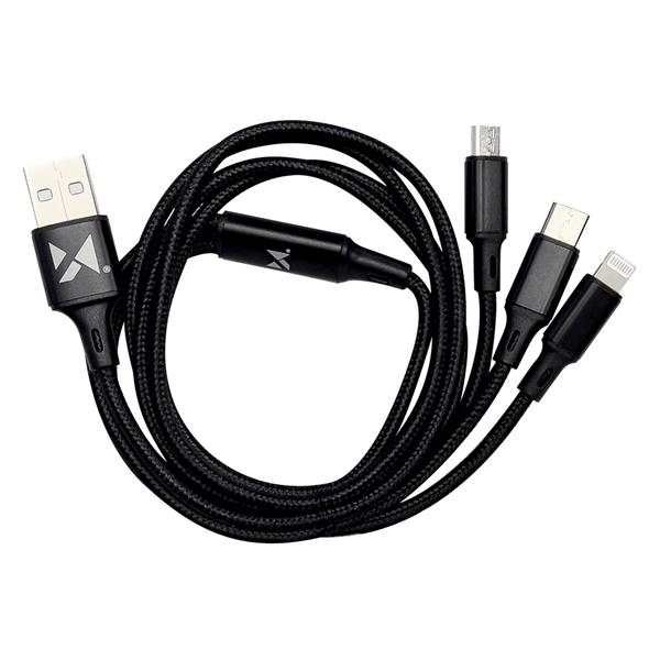 Wozinsky kabel przewód 3w1 USB - USB Typ C/ micro USB/ Lightning 2,8A 1,25m czarny-2209224