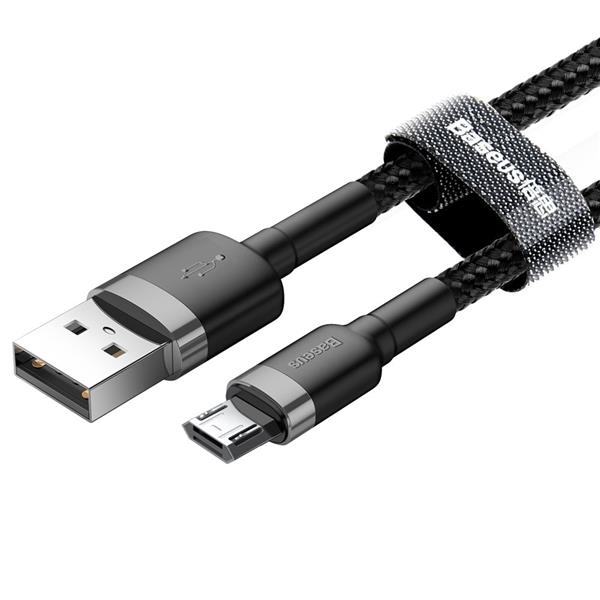 Baseus Cafule Cable wytrzymały nylonowy kabel przewód USB / micro USB QC3.0 2.4A 0,5M czarno-szary (CAMKLF-AG1)-2141497