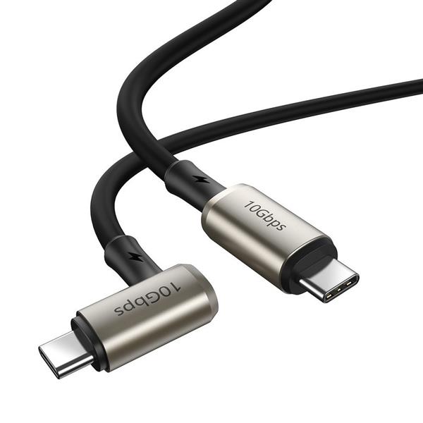 Baseus kątowy kabel USB Typ C - USB Typ C VOOC Quick Charge Power Delivery 100 W 5 A 1,5 m (USB 3.2 Gen 2 / 4K@60 Hz) czarny (CATPN-01)-2160021