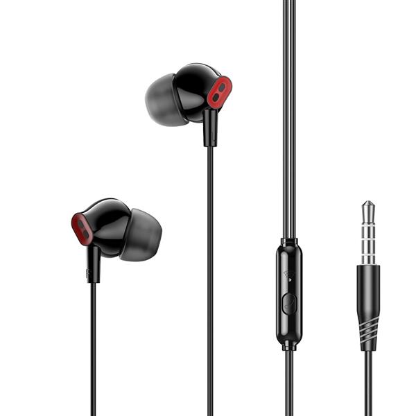 XO słuchawki przewodowe EP58 jack 3,5mm dokanałowe czarne-3002089