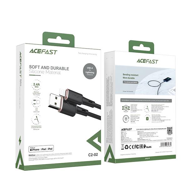 Acefast kabel MFI USB - Lightning 1,2m, 2,4A czarny (C2-02 black)-2270007