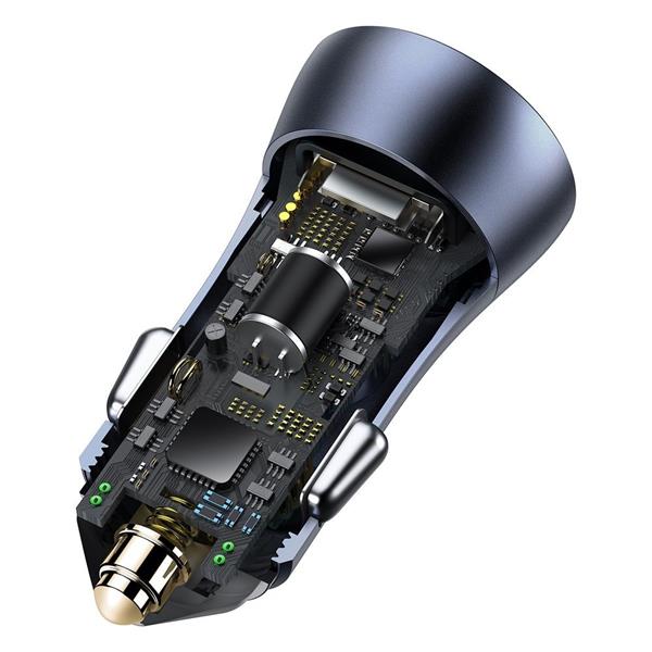Baseus Golden Contactor Pro szybka ładowarka samochodowa USB Typ C / USB 40 W Power Delivery 3.0 Quick Charge 4+ SCP FCP AFC + kabel USB Typ C - Lightning szary (TZCCJD-B0G)-2201806