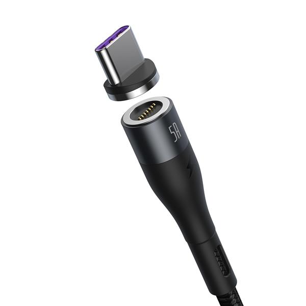 Baseus kabel magnetyczny Zinc USB - USB-C 1,0 m 5A szaro-czarny-2099701