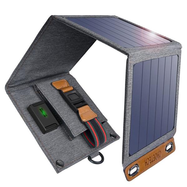 Choetech turystyczna ładowarka solarna do telefonu z USB 14W rozkładana szara (SC004)-2218664