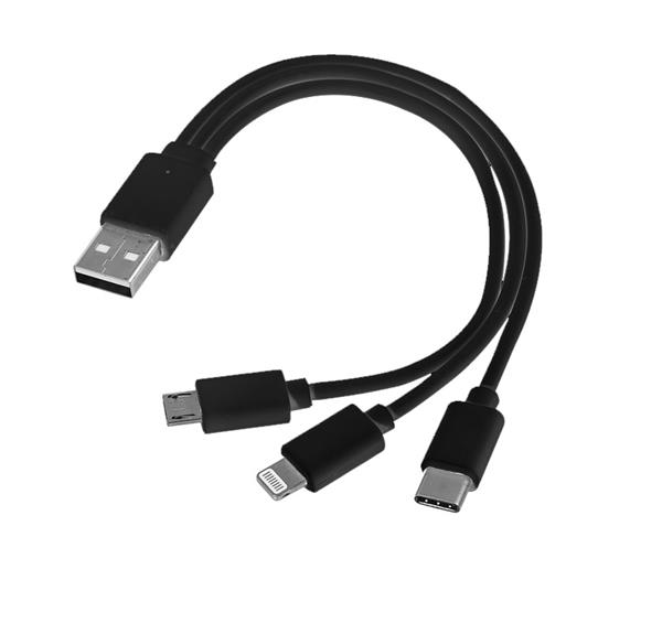 Kabel USB 3w1 micro USB + USB typ C + Lightning-1933133