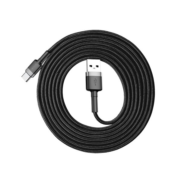 Baseus Cafule Cable wytrzymały nylonowy kabel przewód USB / USB-C QC3.0 2A 2M czarno-szary (CATKLF-CG1)-2141635