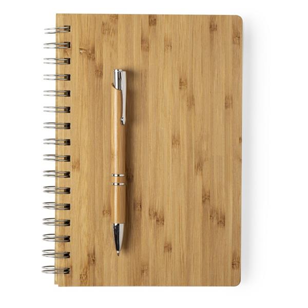 Bambusowy notatnik ok. A5, długopis-1509954