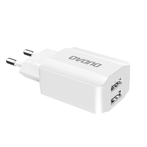 Dudao ładowarka sieciowa EU 2x USB 5V/2.4A + kabel Lightning biały (A2EU + Lightning white)-2148432