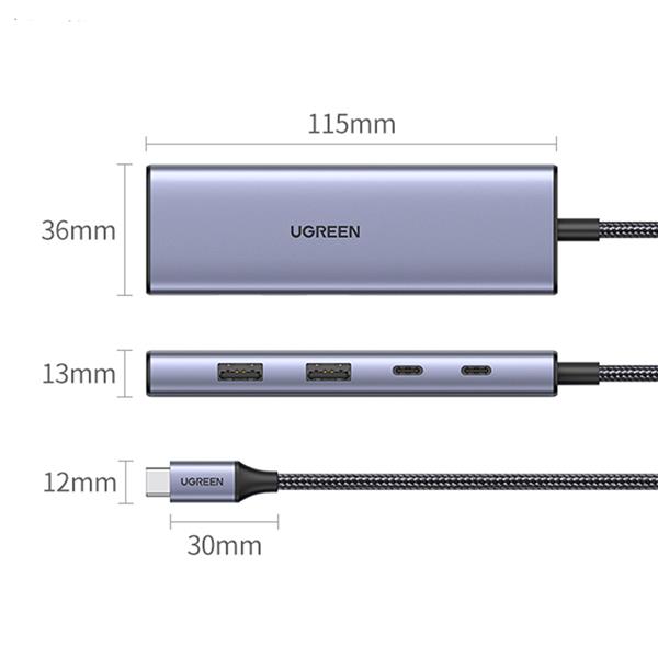 HUB USB C - HDMI / 2x USB C / 2x USB A Ugreen CM500 - szary-3110878
