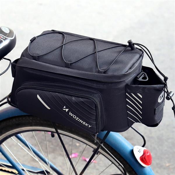 Wozinsky torba rowerowa na bagażnik z paskiem na ramię 9l (pokrowiec przeciwdeszczowy w zestawie) czarny (WBB22BK)-2168664