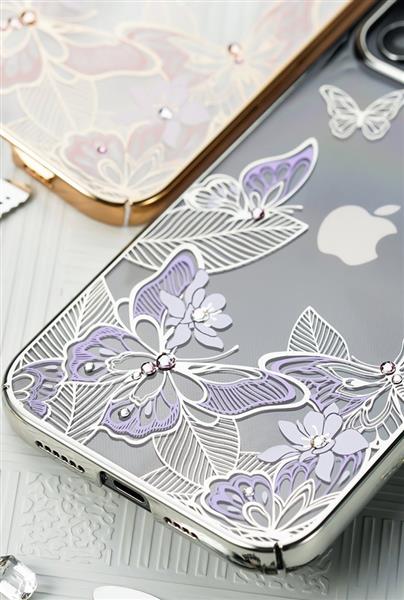 Kingxbar Butterfly Series błyszczące etui ozdobione oryginalnymi Kryształami Swarovskiego motyle iPhone 12 mini niebieski-2165210