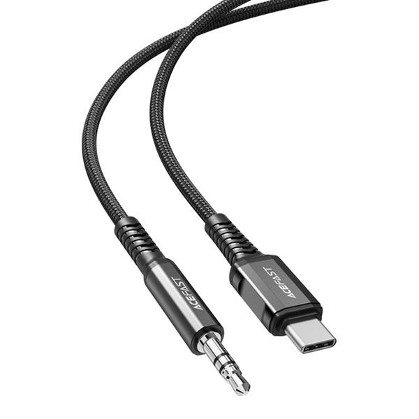 Acefast kabel audio USB Typ C - 3,5mm mini jack (męski) 1,2m, AUX czarny (C1-08 black)-2269940
