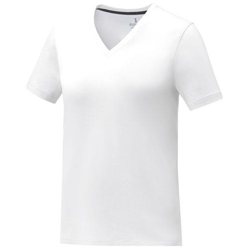 Koszulka damska Somoto z krótkim rękawem i kołnierzem w serek -2336585