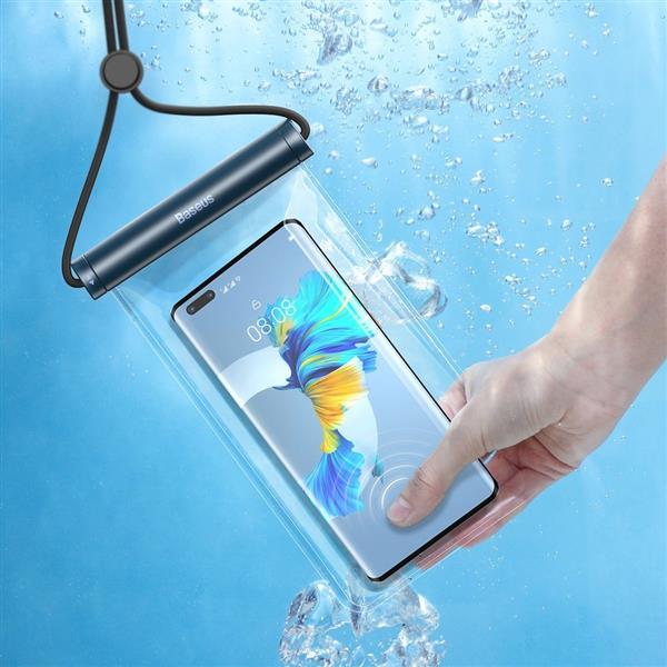 Baseus przezroczysty wodoodporny pokrowiec wodoszczelne etui torebka na telefon na basen plażę niebieski (ACFSD-E03)-2200614