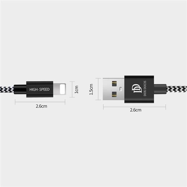 Dux Ducis K-ONE Series nylonowy kabel przewód USB / Lightning 2.1A 1M czarny-2141077