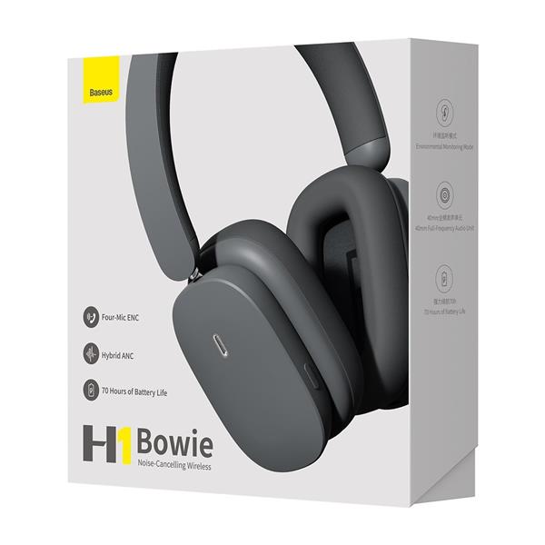 Baseus Bowie H1 słuchawki bezprzewodowe Bluetooth 5.2 ANC szary (NGTW230013)-2404052
