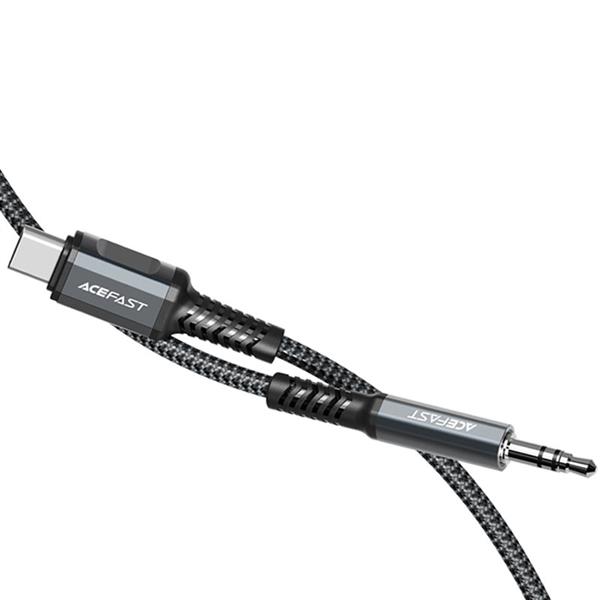 Acefast kabel audio USB Typ C - 3,5mm mini jack (męski) 1,2m, AUX szary (C1-08 deep space gray)-2269947